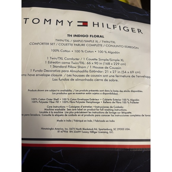 Tommy Hilfiger Comforter Set Twin XL Indigo Floral Winter Local Pickup Only - Picture 6 of 6